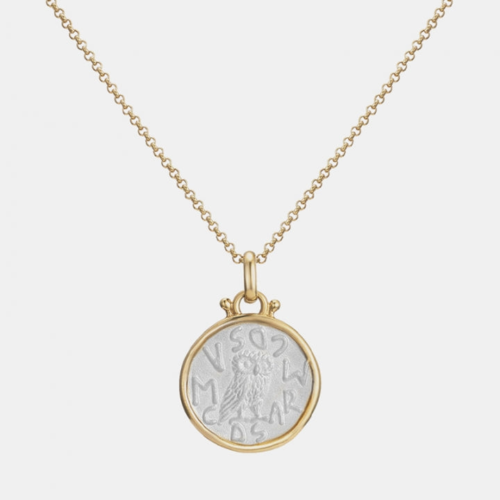 Mama Double Owl Coin Necklace - Small(SV)