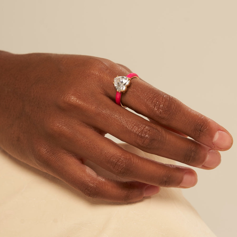 Marrakech Hot Pink Epoxy Heart Ring