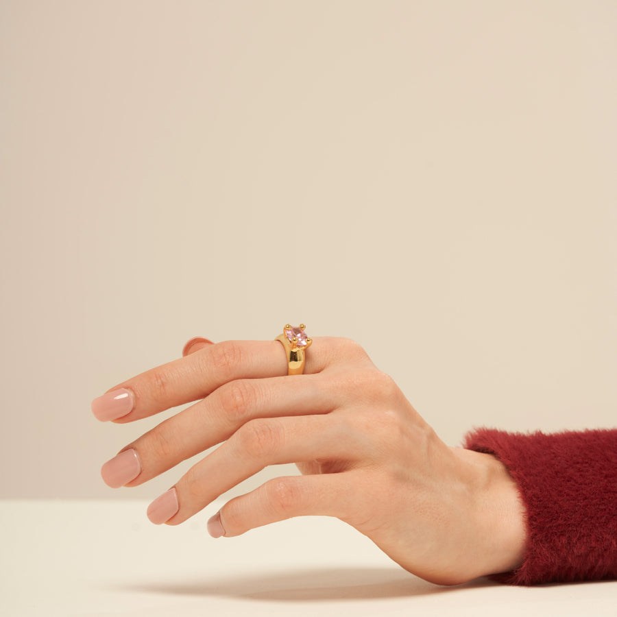 Mushroom Ring Pink: Gold