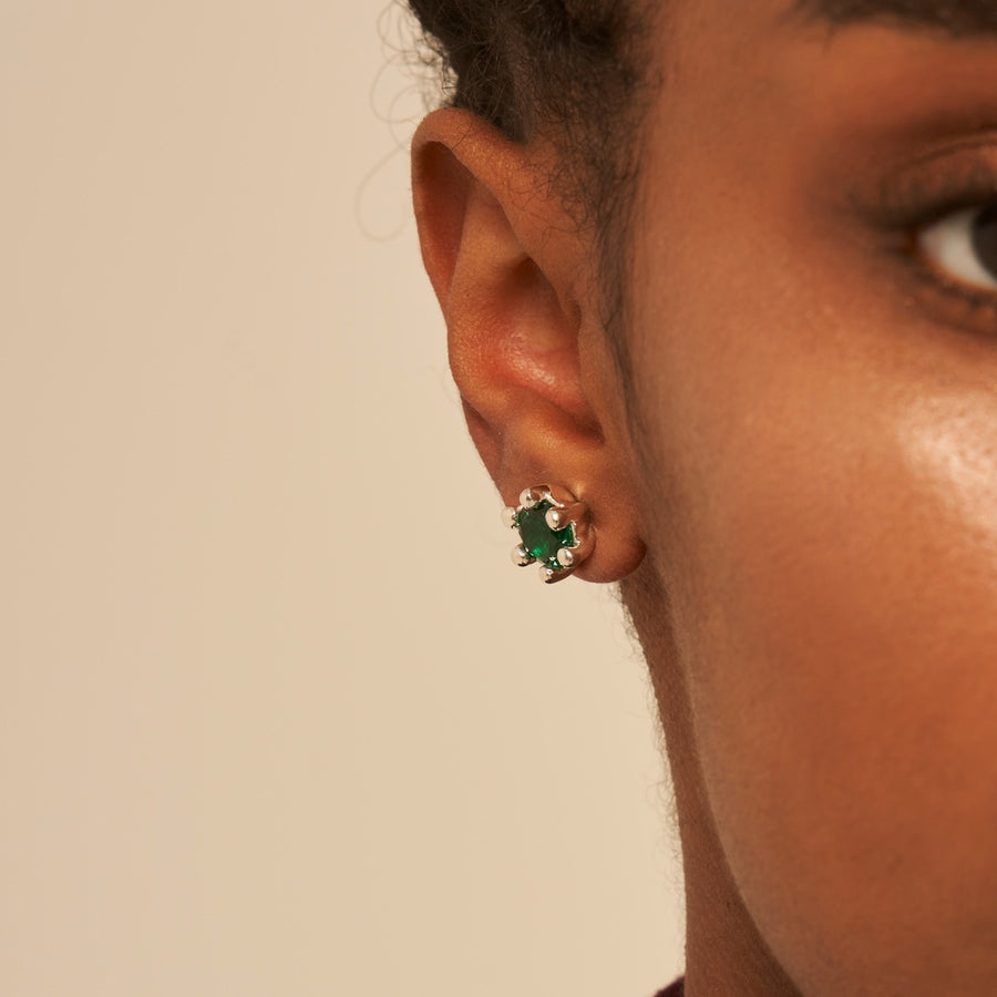 Mushroom Earring Green: Gold