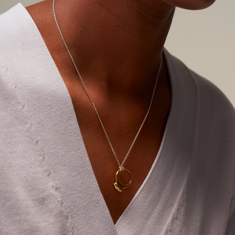 Button Mush Necklace: Gold Pendant