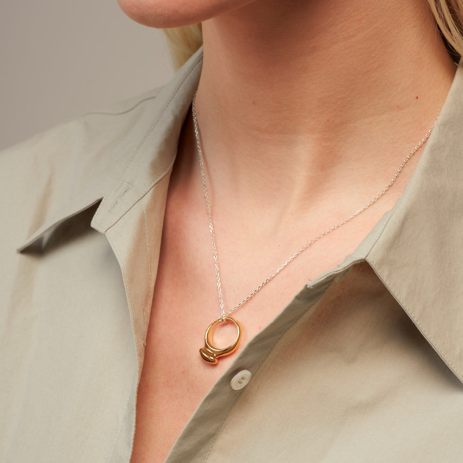 Button Mush Necklace: Gold Pendant