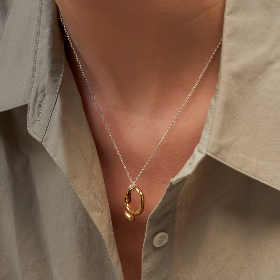 Button Mush Necklace: Gold Pendant