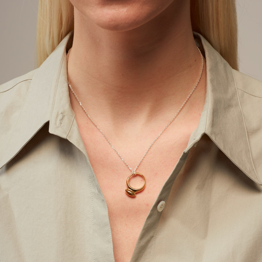 Button Mush Necklace: Gold Pendant