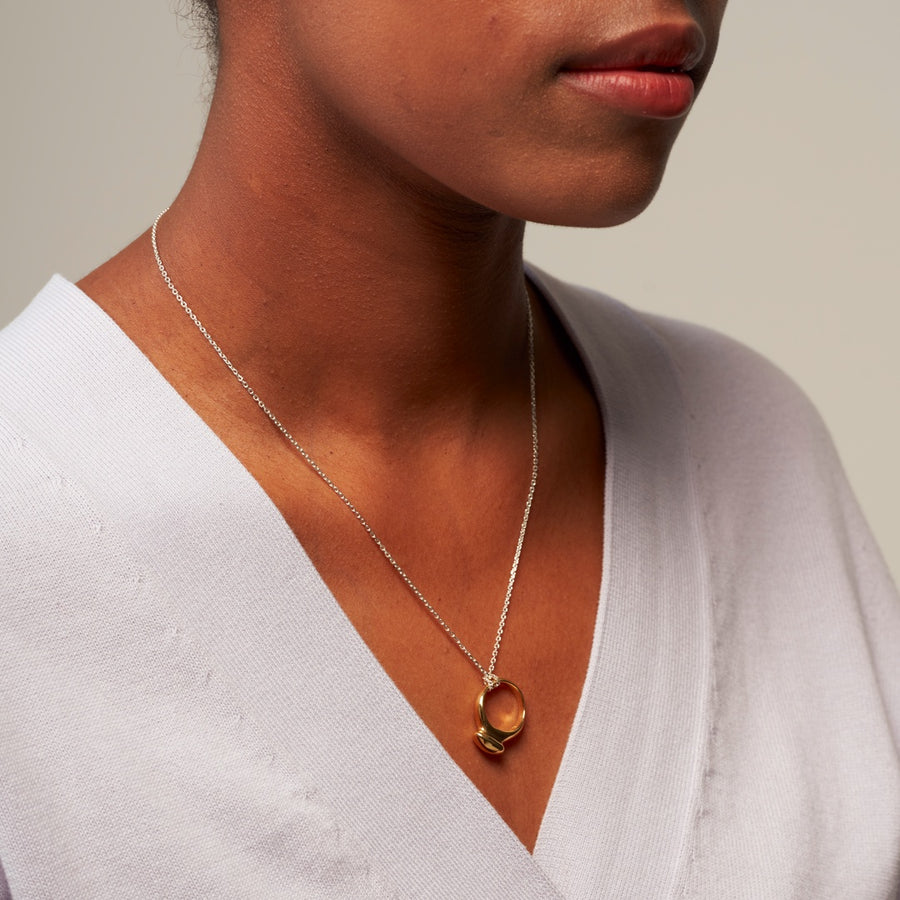 Button Mush Necklace: Gold Pendant