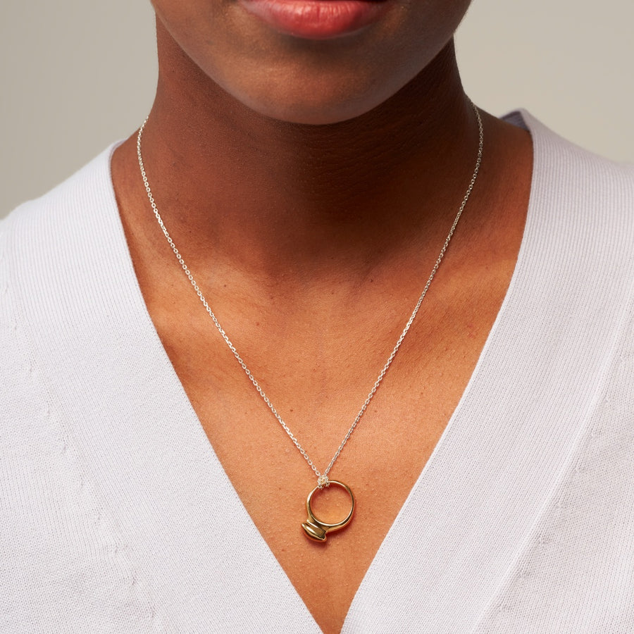 Button Mush Necklace: Gold Pendant