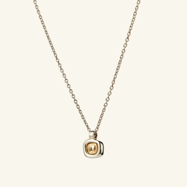 14K Combi Unique Pebble Initial Necklace