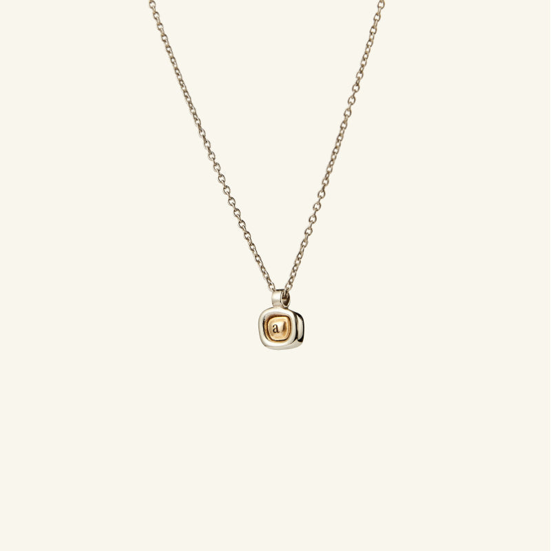 14K Combi Unique Pebble Initial Necklace