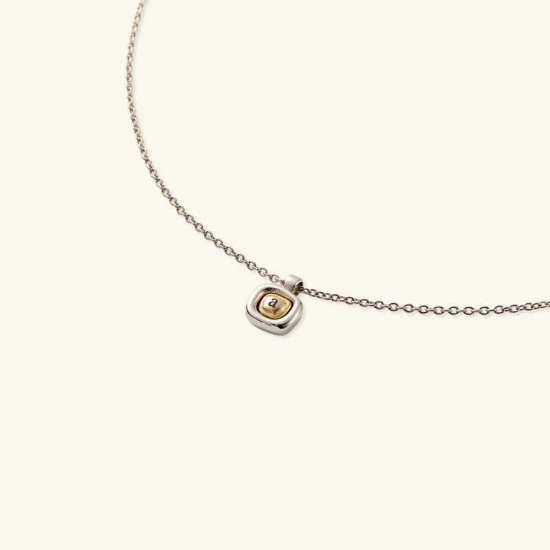 14K Combi Unique Pebble Initial Necklace