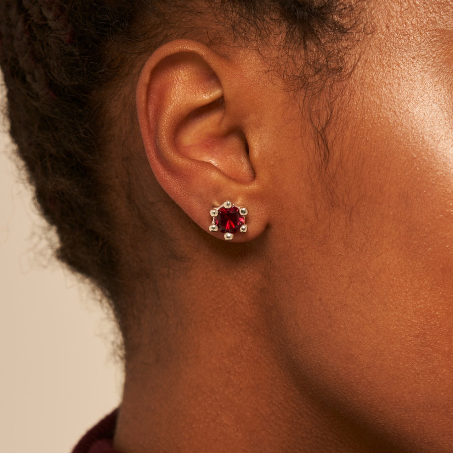 Mushroom Earring Ruby: Gold