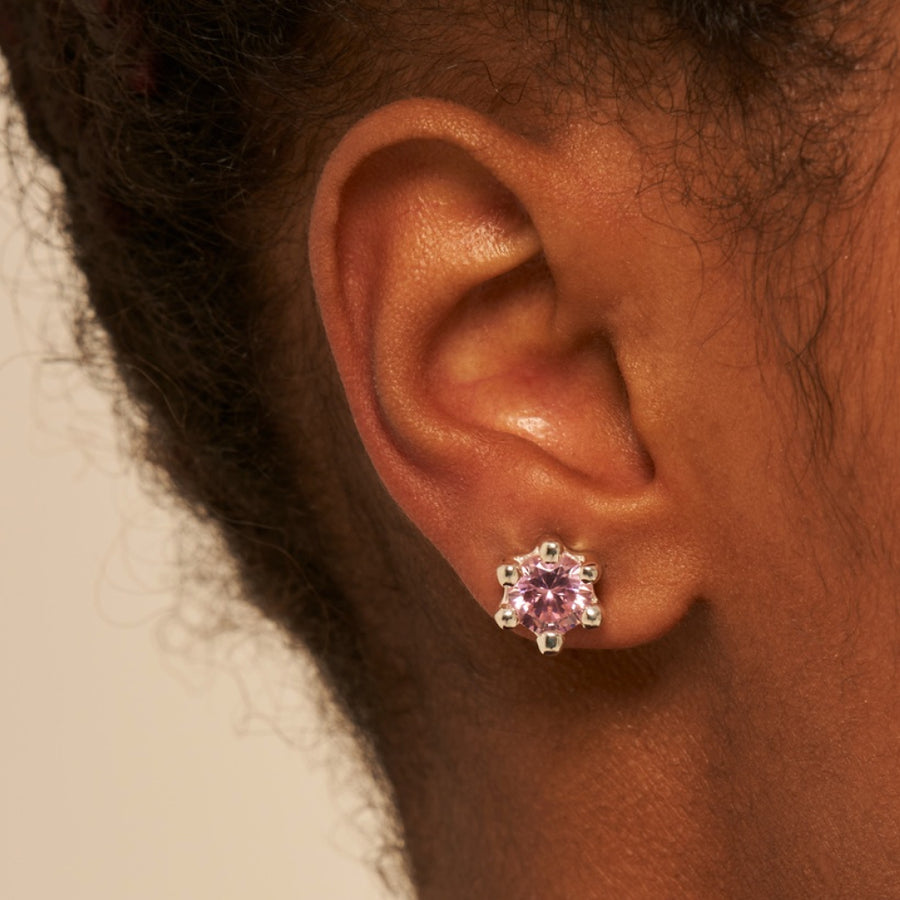 Mushroom Earring Pink: Silver