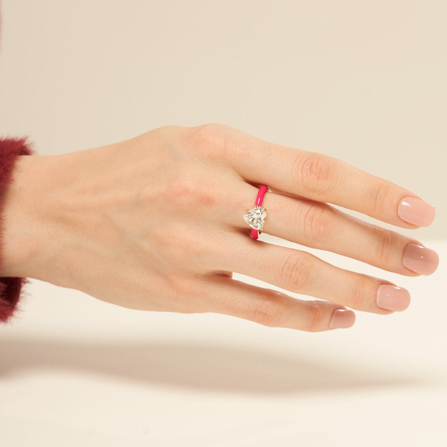 Marrakech Hot Pink Epoxy Heart Ring