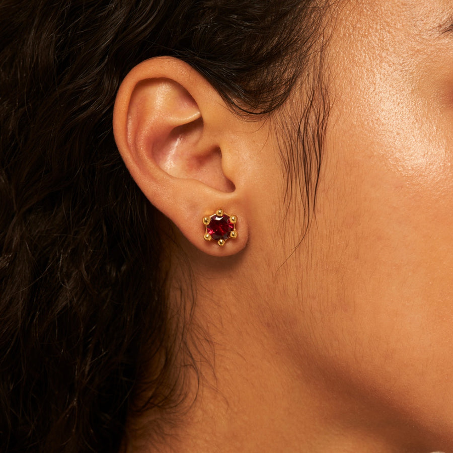 Mushroom Earring Ruby: Gold