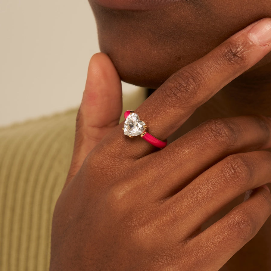 Marrakech Hot Pink Epoxy Heart Ring