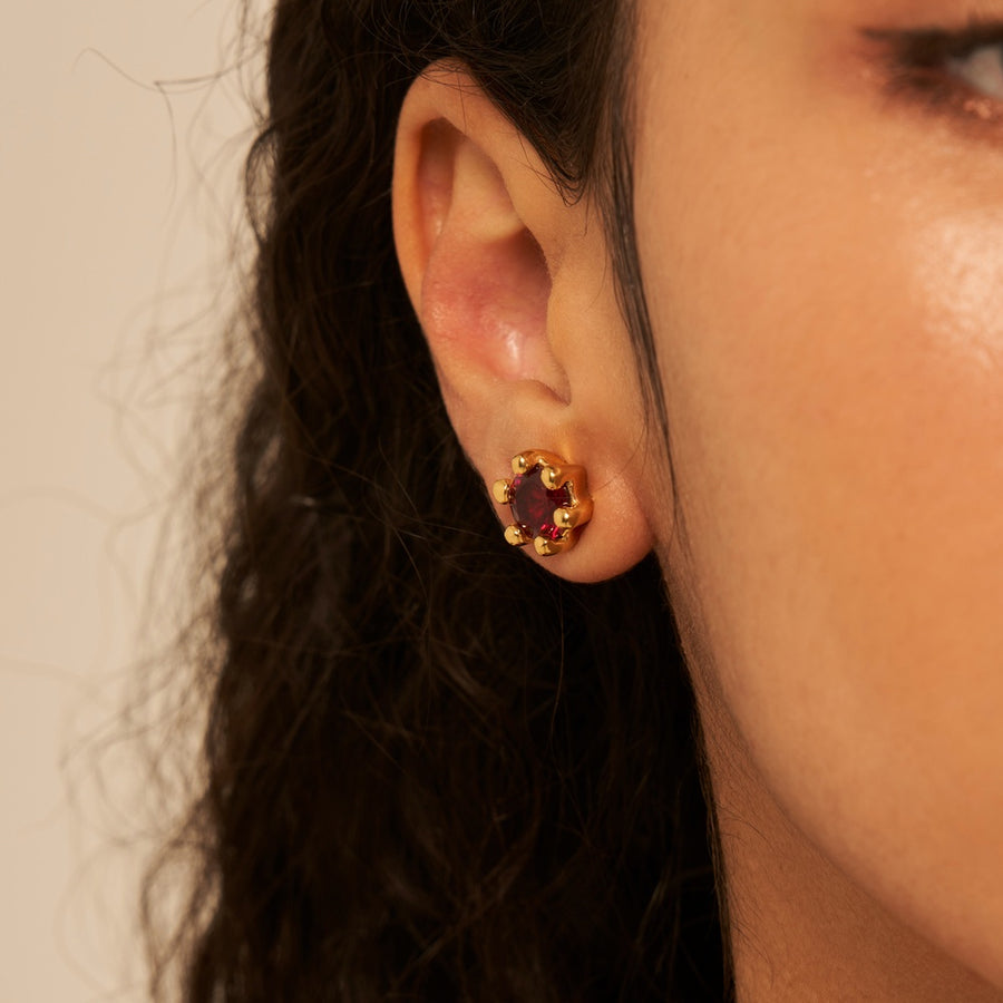 Mushroom Earring Ruby: Gold