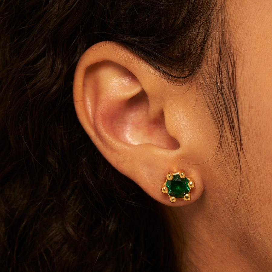 Mushroom Earring Green: Gold