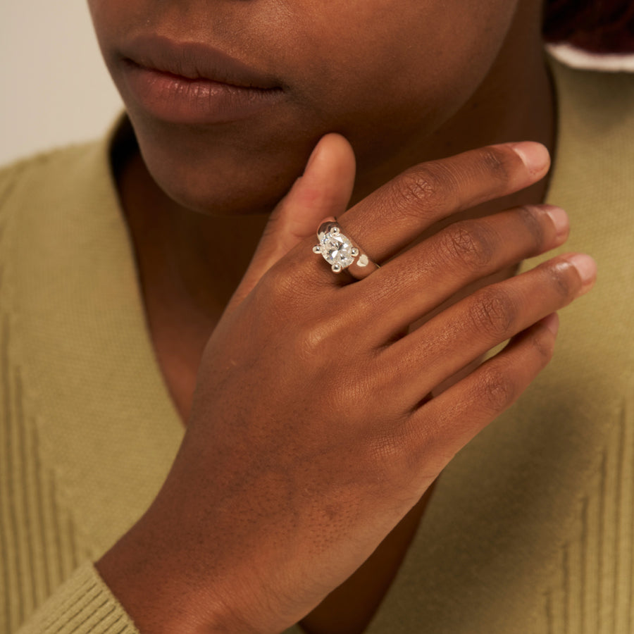 Mushroom Ring White: Silver