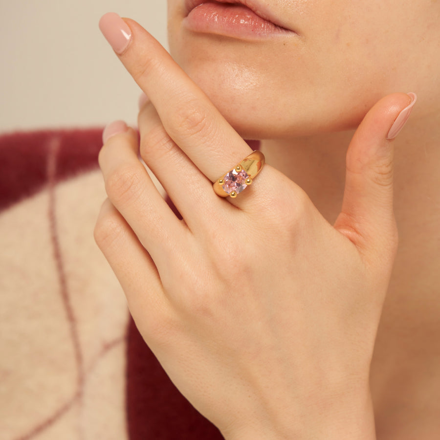 Mushroom Ring Pink: Gold