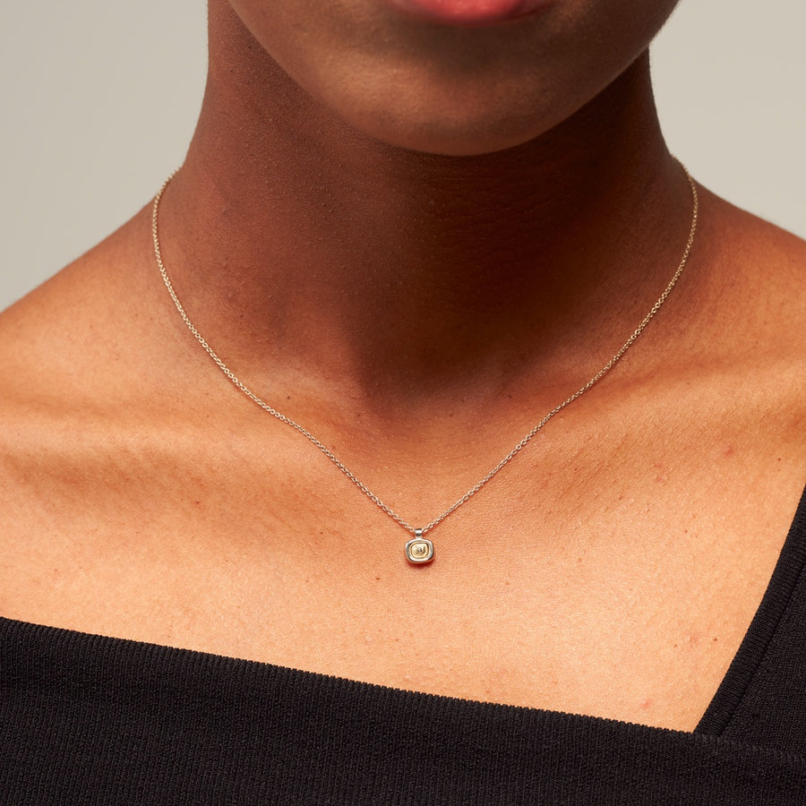 14K Combi Unique Pebble Initial Necklace