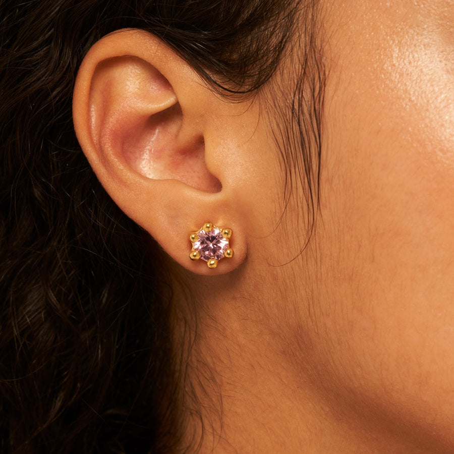 Mushroom Earring Pink: Gold