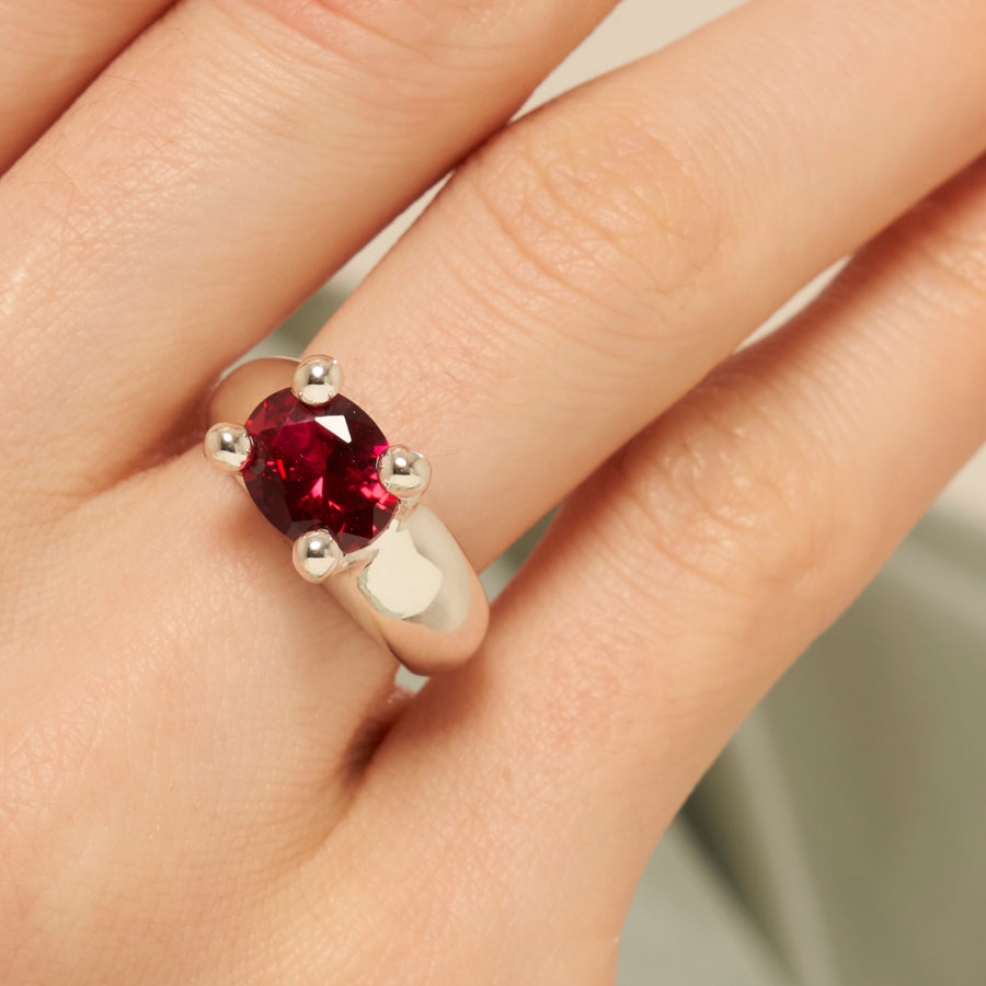 Mushroom Ring Ruby: Silver