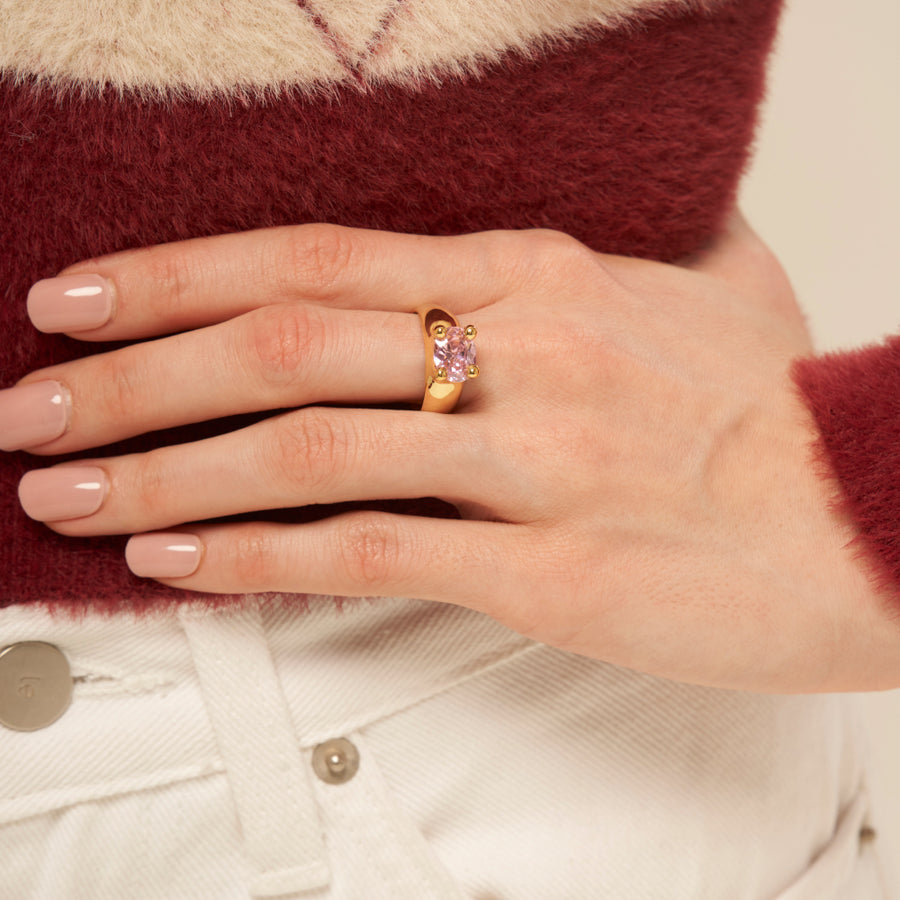 Mushroom Ring Pink: Gold