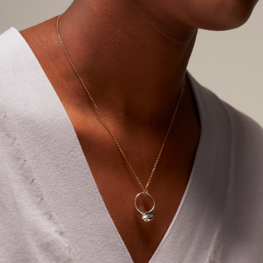 Button Mush Necklace: Silver Pendant