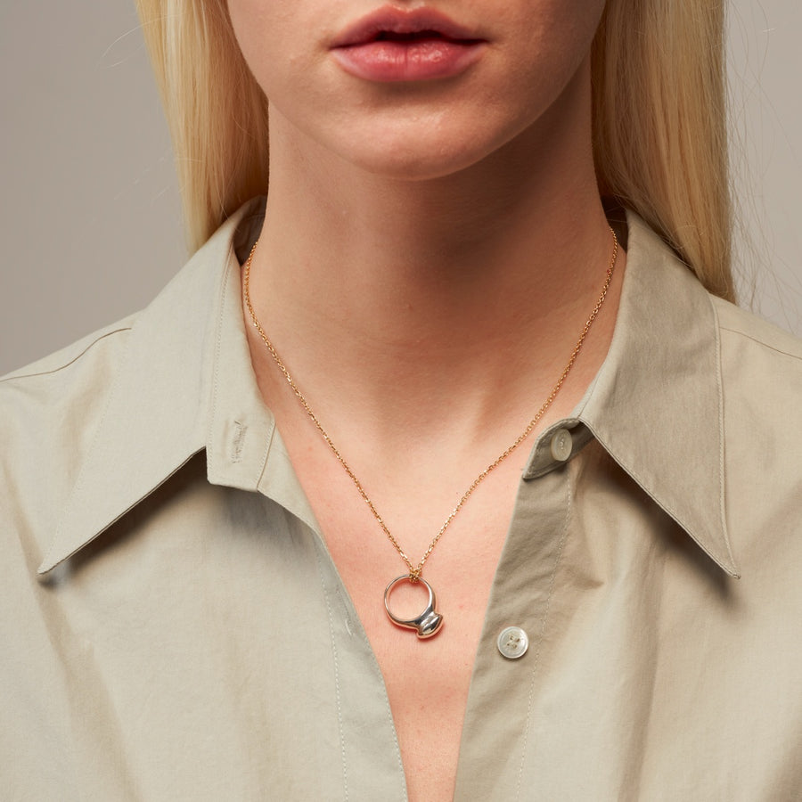 Button Mush Necklace: Silver Pendant