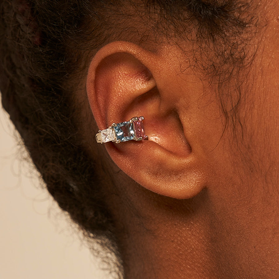 Brilliant Sq Multi Silver Onetouch Earcuff