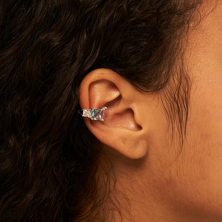 Brilliant Sq Multi Silver Onetouch Earcuff