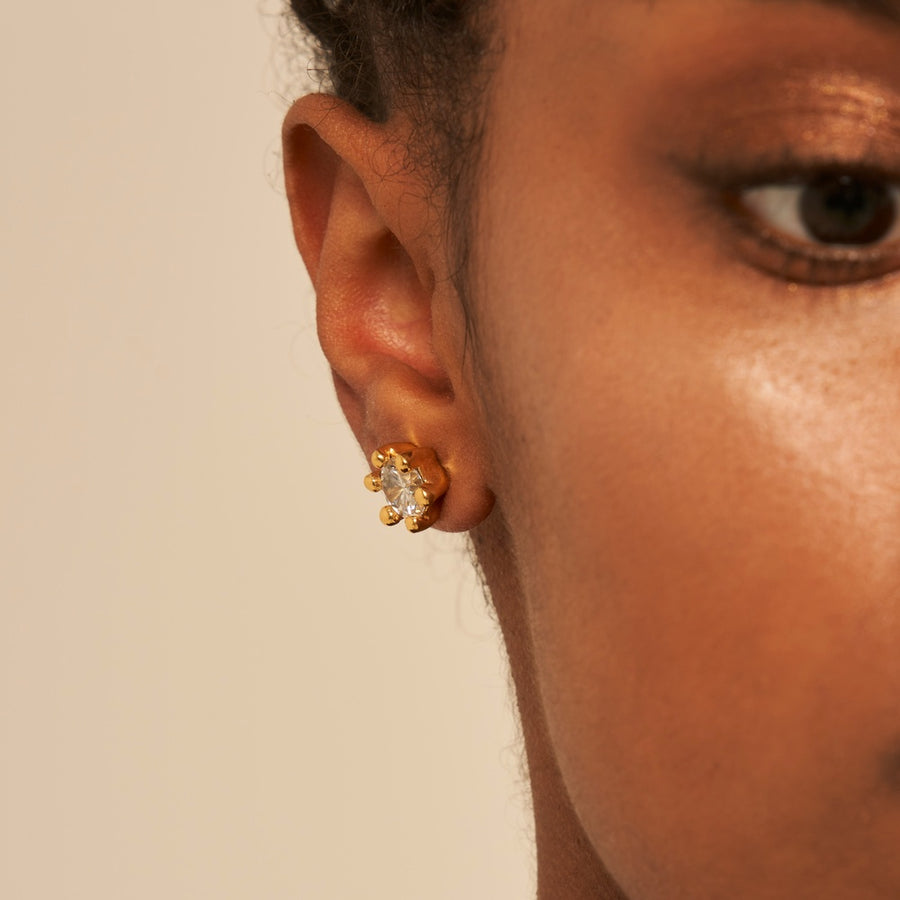 Mushroom Earring White: Gold