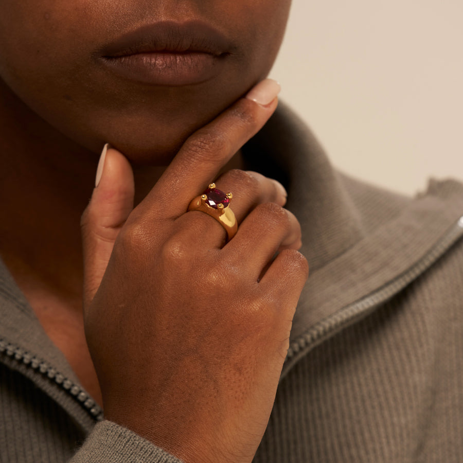 Mushroom Ring Ruby: Gold