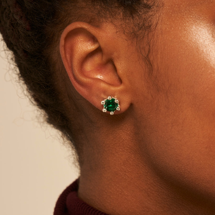 Mushroom Earring Green: Gold