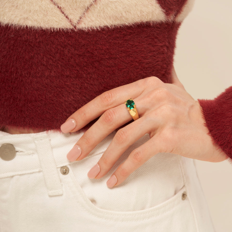 Mushroom Ring Green nano: Gold