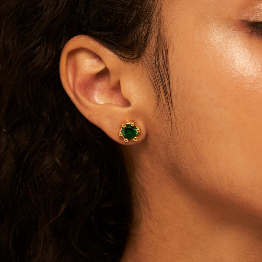 Mushroom Earring Green: Gold