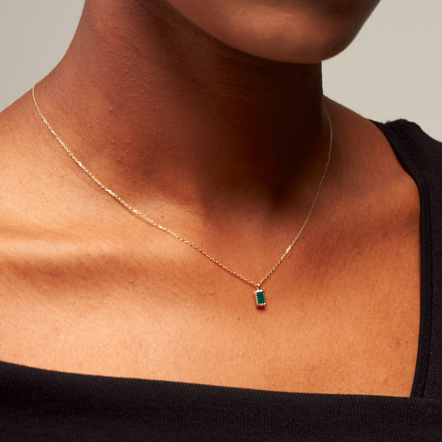 14K Green Onyx Daily Necklace